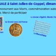 Mercredi 14 juillet à Saint-Julien-de-Coppel Mercredi 14 juillet, à 11 heures, autour du monument aux Morts et des symboles républicains que sont La Marseillaise, les drapeaux tricolores, le coq gaulois, […]