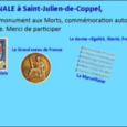 Mercredi 14 juillet à Saint-Julien-de-Coppel Jeudi 14 juillet, à 11 heures, autour du monument aux Morts et des symboles républicains que sont La Marseillaise, les drapeaux tricolores, le coq gaulois, […]